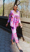 Living Coral-Lilac And Hot Pink Sequin Printed Pant Suit Set