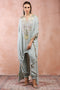 Powder Blue Applique Embroidered High Low Kurta With Jogger Pant