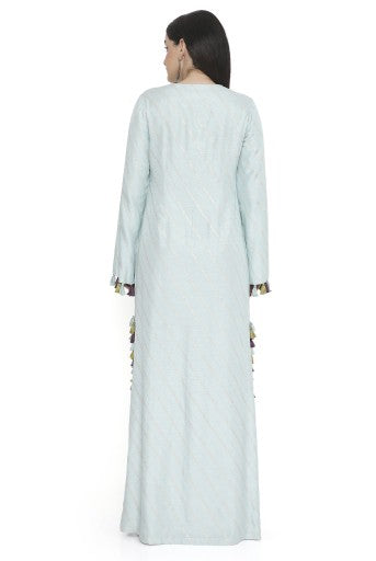 Powder Blue Dola Silk Embroidered Beyza Kaftan