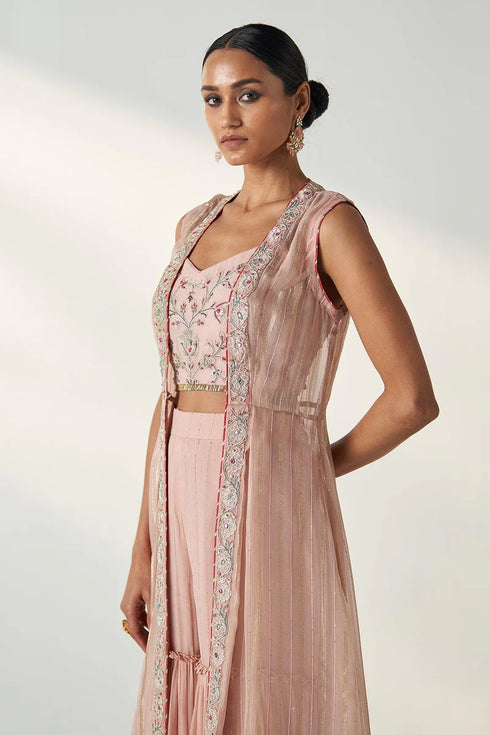 Prisha Blush Pink Cape Gharara Set