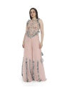Rose Pink Embroidered Back Tie-Up Choli With Sharara