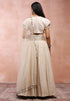 Cream Top With Embroidered Belt Lehenga And Dupatta
