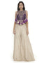 Purple Embroidered Bib With Bustier And Sharara