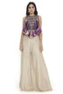 Purple Embroidered Bib With Bustier And Sharara