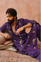 Purple Embroidered Bomber Kurta With Jogger Pant