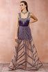 Purple Embroidered Dress With Skirt