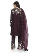 Purple Embroidered Kurta With Embroidered Pant With Dupatta