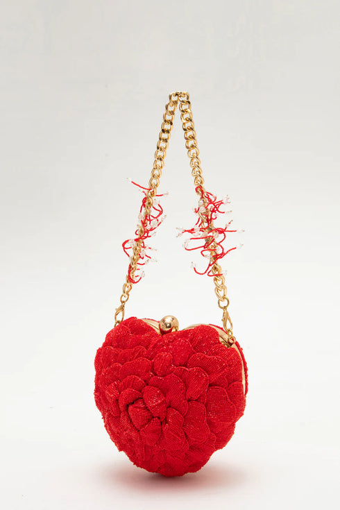 Isa Beaded Heart – Bright Crimson