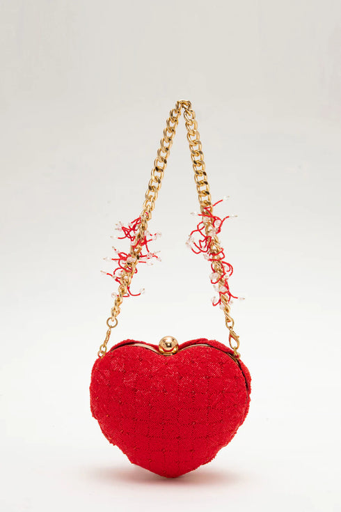 Isa Beaded Heart – Bright Crimson
