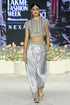 Qirat Grey Embroidered Boxy Choli With Grey Embroidered Low Crotch Pant