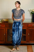 Qirat Navy Blue Embroidered Boxy Choli And Low Crotch Pant