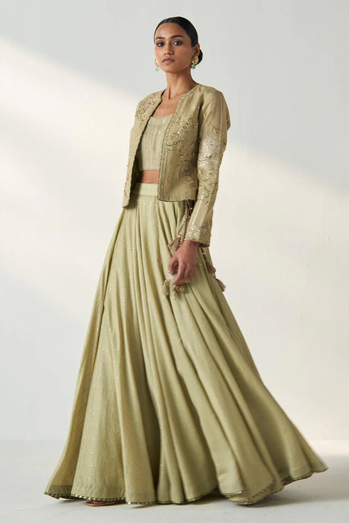 Radha Green Jacket Lehenga Set