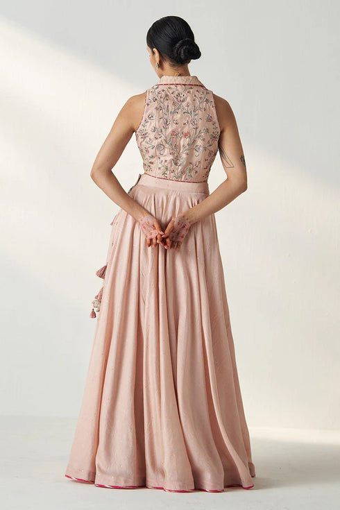 Rajita Blush Pink Gillet Lehenga Set