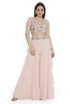 Rose Pink Embroidered Back Tie-Up Choli With Ruffled Sharara