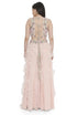 Rose Pink Embroidered Back Tie-Up Choli With Ruffled Sharara