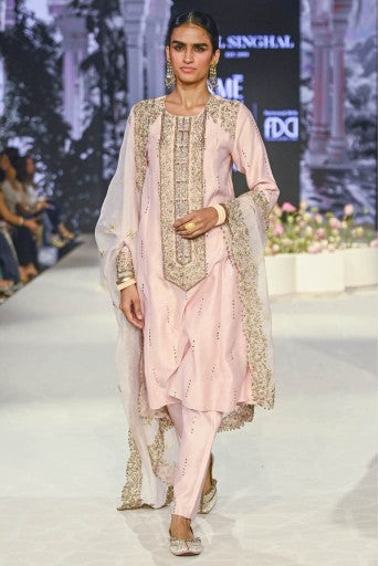 Ruksaan Blush Pink Embroidered Kurta And Pant With Embroidered Dupatta