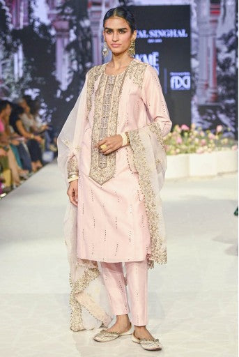 Ruksaan Blush Pink Embroidered Kurta And Pant With Embroidered Dupatta