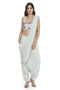 Sea Foam Embroidered Choli With Low Crotch Dhoti Drape