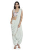 Sea Foam Embroidered Choli With Low Crotch Dhoti Drape