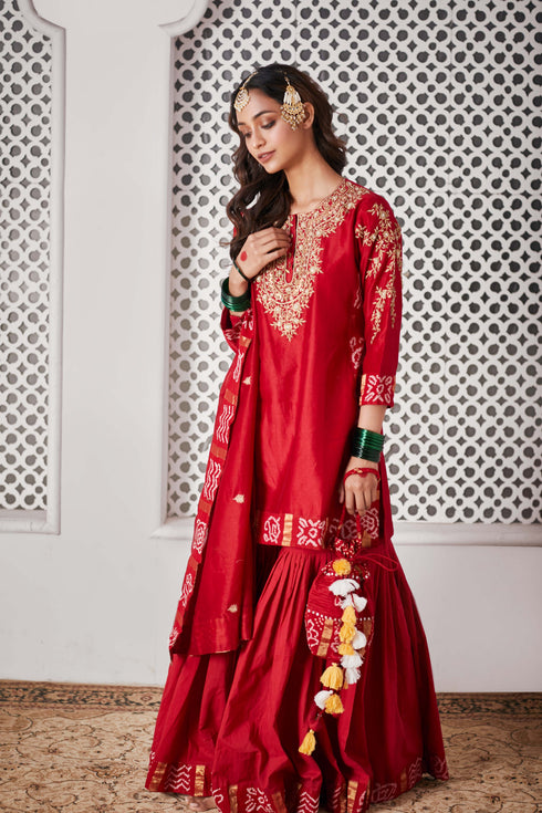 SAAZ Gharchola Gharara Set