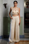 Stone Embroidered Bib With Ruffle And Side Tie-Up Bustier With Pant