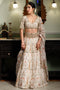 Sultana Cream Embroidered Choli With Cream Printed Lehenga And Embroidered Dupatta