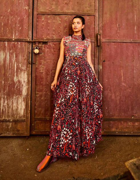 Concrete Jungle Print Patchwork Jumpsuit