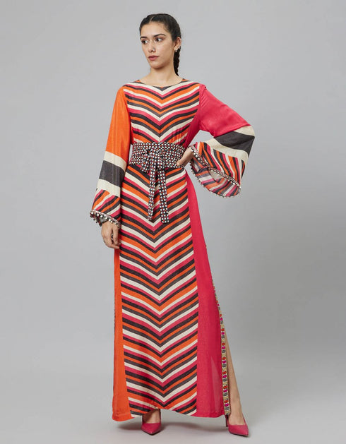 Color Block Graphic Print Column Dress