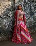 Threadwork Embellished Chevron Lehenga Teamed With A Colour Blocked Embellished Cape And Bustier