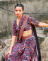 Concrete Jungle Print Cascase Saree Teamed With Koli Blouse