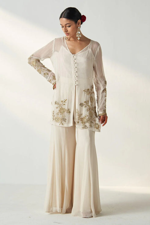Tara Ivory Sharara Set