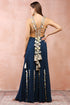 Teal Applique Blue Embroidered Choli With Sharara