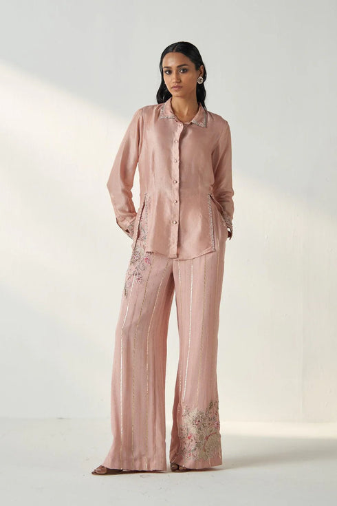 Tisya Blush Pink Shirt Pant Set
