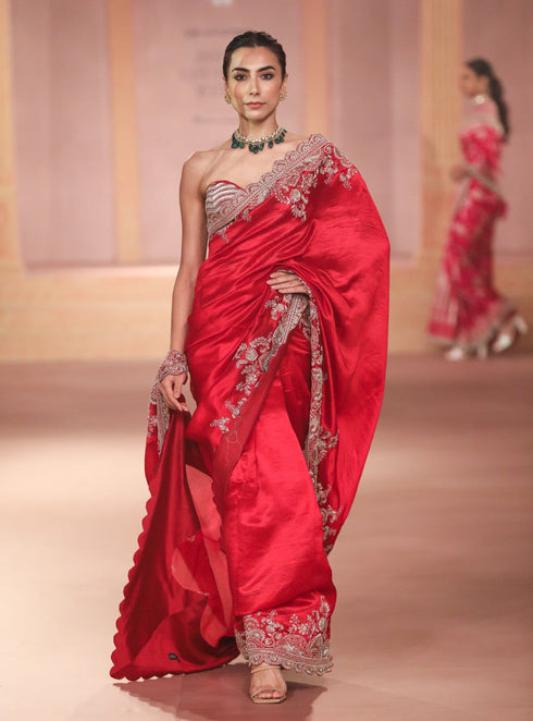 Red Silk Saree Set