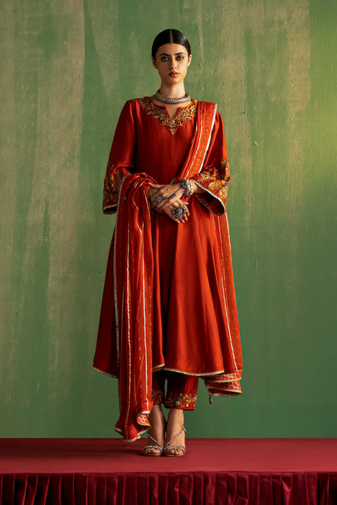 Kaavya Rust Anarkali Set