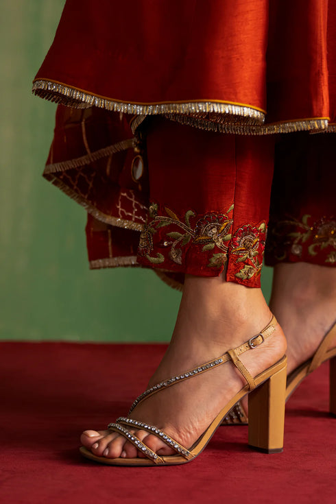 Kaavya Rust Anarkali Set