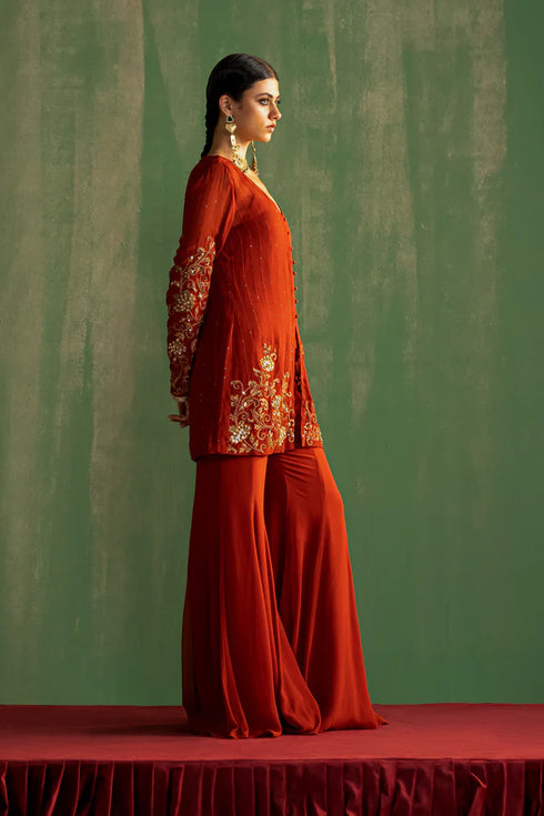 Aadhira Rust Gharara Set