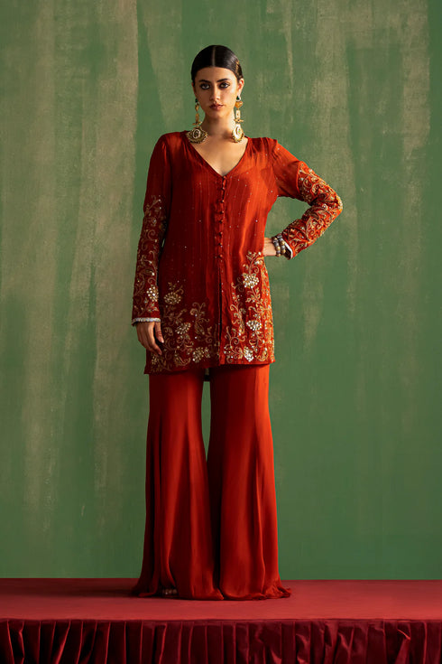 Aadhira Rust Gharara Set