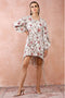 White Gulbagh Print Front Embroidered Balloon Top