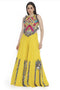Yellow Embroidered Back Tie-Up Choli With Sharara