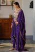 Zinat Purple Embroidered High Low Anarkali And Churidar With Dupatta