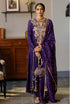 Zinat Purple Embroidered High Low Anarkali And Churidar With Dupatta