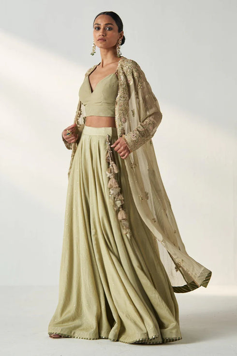 Zoya Green Cape Lehenga Set