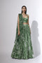 Green Abstract Floral Print Lehenga