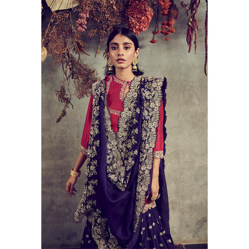 Purple embroidered sharara set