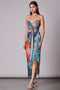 Multi Swiggle Print Cross Front Bustier With Skirt