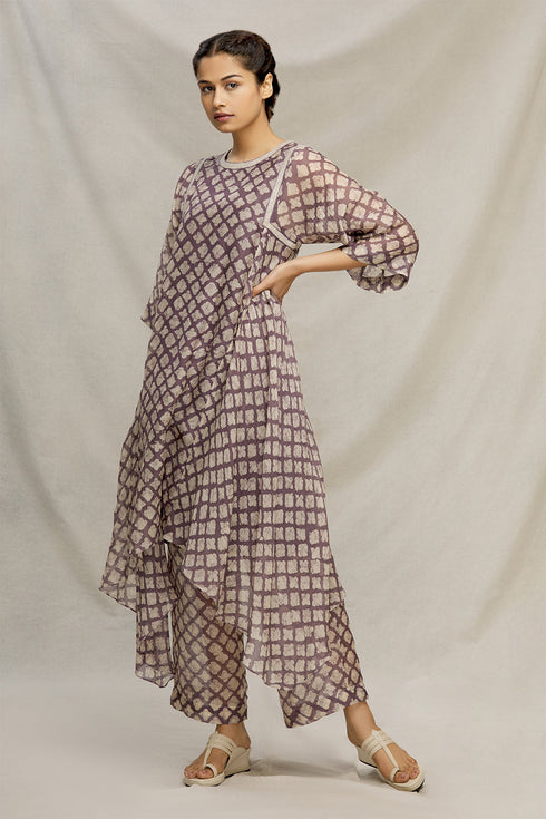 Chanderi batik Co-ord set with embroidery