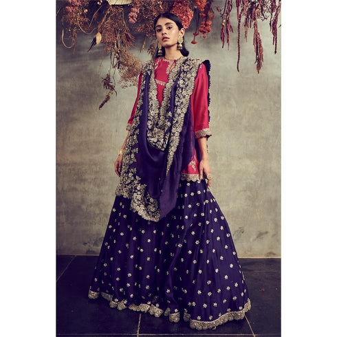 Purple embroidered sharara set