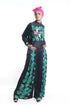 Toucan printed with highlighting embroidery bomber jacket with pleated trousers