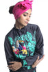 Toucan printed with highlighting embroidery bomber jacket with pleated trousers
